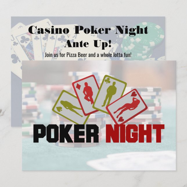 Convite para Festa de Poker no Cassino (Frente/Verso)