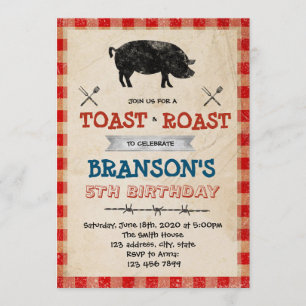 Convite para festa de porco assado e brinde