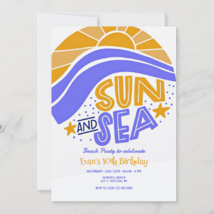 Convite para Festa de Praia ao Sol e Mar