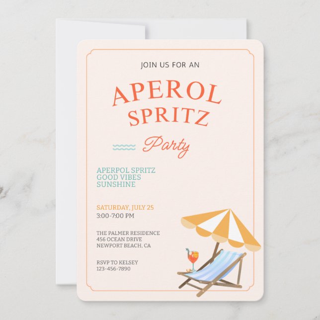 Convite para Festa de Praia com Aperol Spritz (Frente)