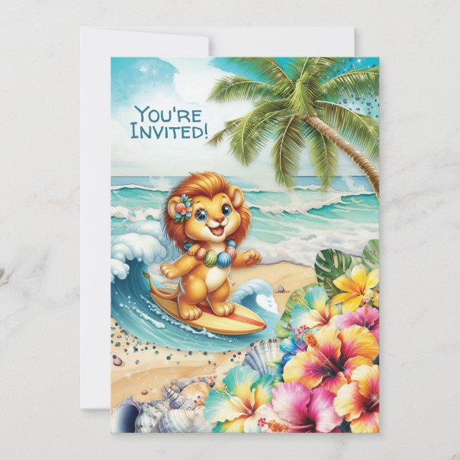 Convite para Festa de Praia para Crianças (Frente)