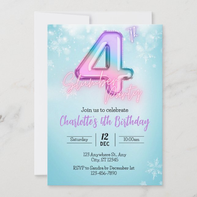 Convite para Festa de Pyjama Frio Inverno (Frente)