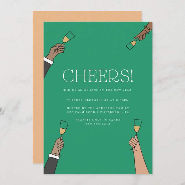 Convite para Festa de Réveillon com Brinde de Cham (Frente/Verso)