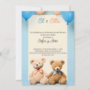 Convite para Festa de Revelação do Sexo do Urso Te