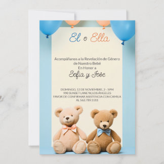 Convite para Festa de Revelação do Sexo do Urso Te