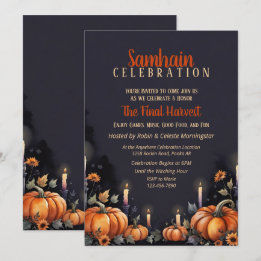 Convite para Festa de Samhain Abóboras e Velas de