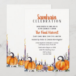 Convite para Festa de Samhain Outono Abóboras & Ve