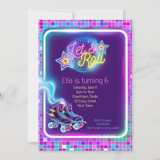 Convite para Festa de Skate Glow (Frente)