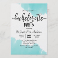 Convite para Festa de solteira Aqua Watercolor