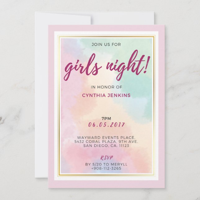 Convite para Festa de solteira Chic Colorfull (Frente)