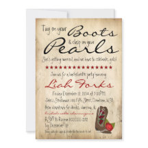 Convite para Festa de solteira de Boots & Pearls