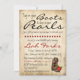Convite para Festa de solteira de Boots & Pearls