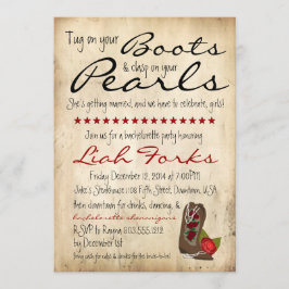 Convite para Festa de solteira de Boots & Pearls