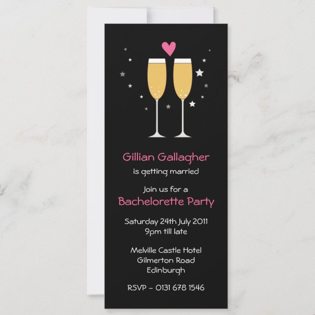 Convite para Festa de solteira de Champanhe (Frente)