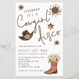 Convite para Festa de solteira de Disco de Cowgirl