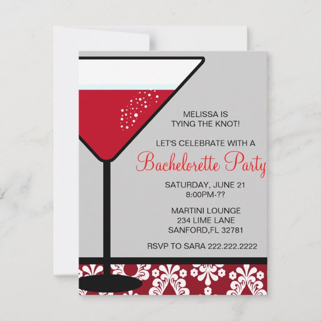 Convite para Festa de solteira de Martini (Frente)