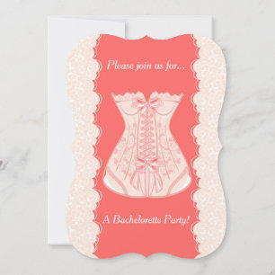 Convite para Festa de solteira do Corset Coral Ros