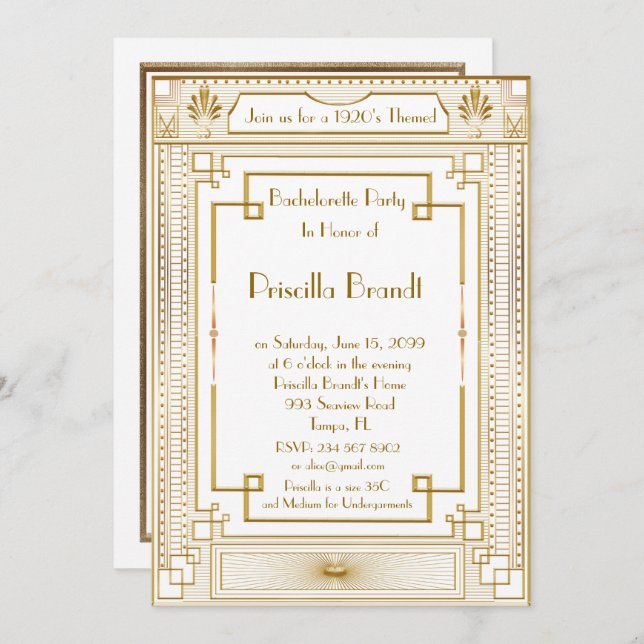 Convite para Festa de solteira, excelente Gatsby,  (Frente/Verso)