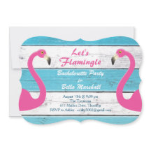 Convite para Festa de solteira Flamingo Azul e Bra