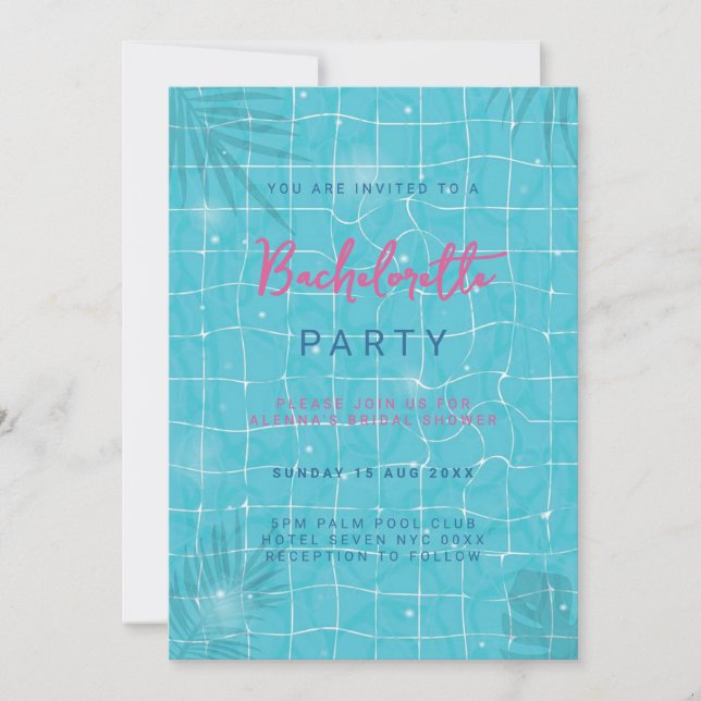 Convite para Festa de Solteira na Piscina (Frente)