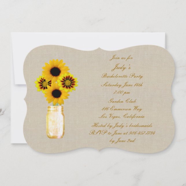 Convite para Festa de solteira Rústico Yellow Maso (Frente)