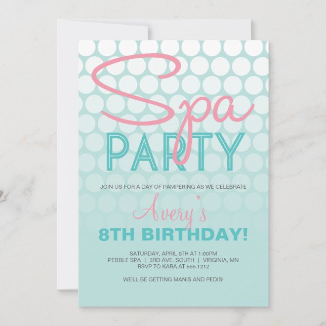 Convite para Festa de Spa (Frente)