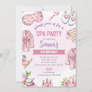 Convite para Festa de Spa Rosa Suave - Relaxe e Mi