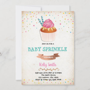 Convite para festa de sprinkles de bebê Cupcake