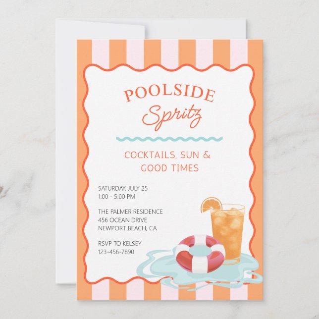Convite para Festa de Spritz à Beira da Piscina (Frente)