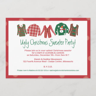 Convite para Festa de Suéter de Natal Feio