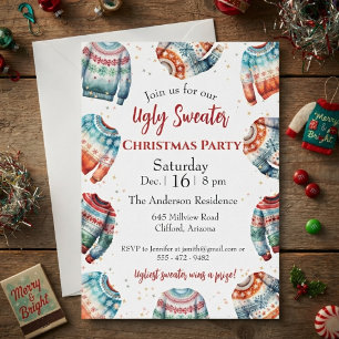 Convite para Festa de Suéter de Natal Feio