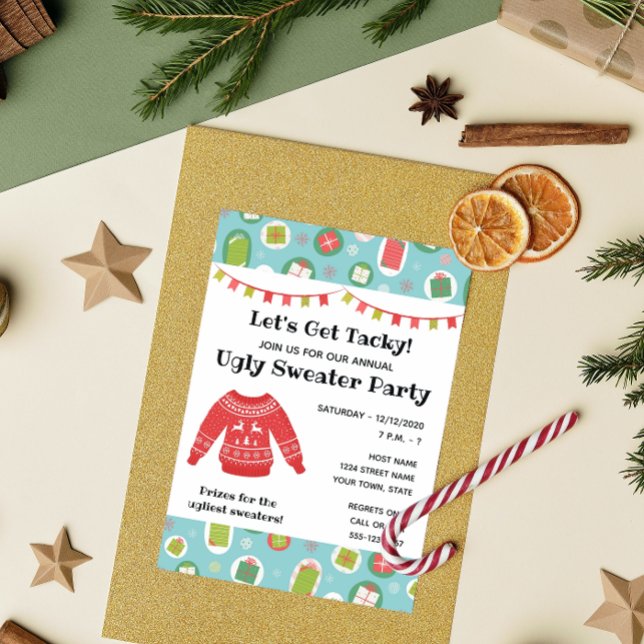 Convite para Festa de Suéter de Natal Feio (Criador carregado)