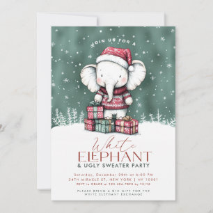 Convite para Festa de Suéter Feio do Elefante Bran