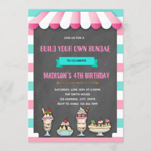 convite para festa de sundae personalizado