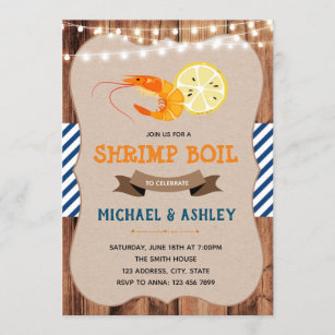 Convite para festa de tema do Shrimp Boil