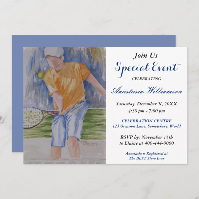 CONVITE PARA FESTA DE TÊNIS (Frente/Verso)