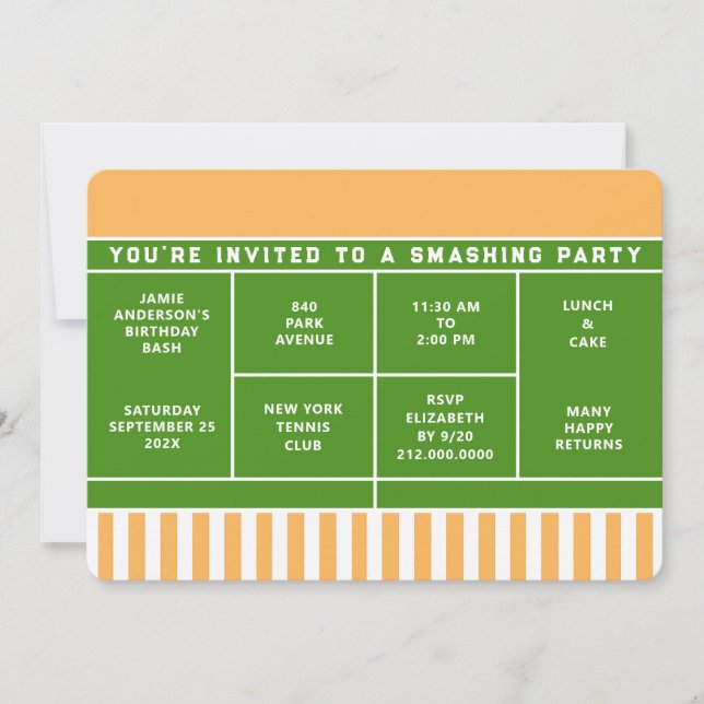 Convite para Festa de Tênis (Frente)