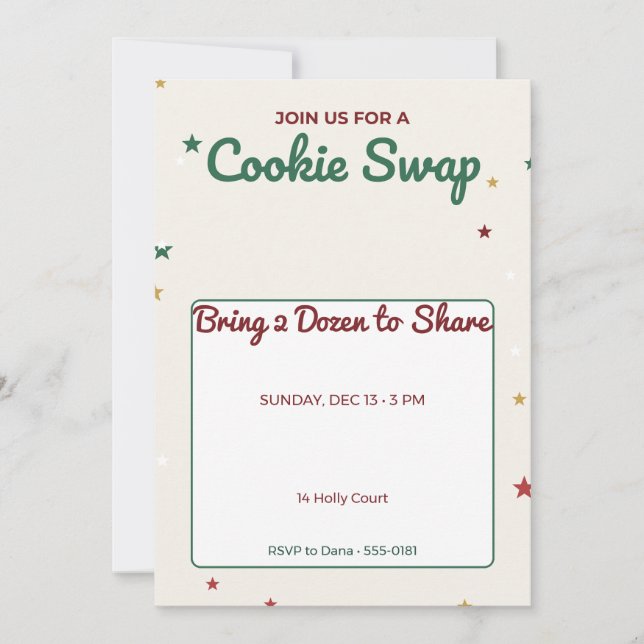 Convite para Festa de Troca de Biscoitos de Natal (Frente)
