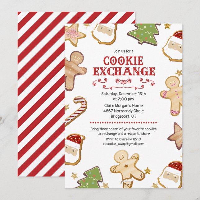 Convite para Festa de Trocas de Biscoitos de Natal (Frente/Verso)