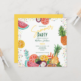 Convite para Festa de Verão com Frutas Tropicais