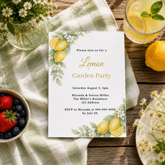 Convite para festa de verão com limão jardim (Criador carregado)