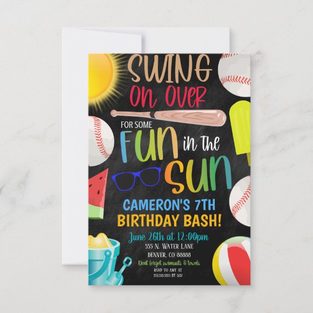 Convite para Festa de Verão de Beisebol (Frente)