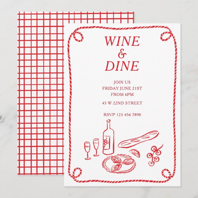 Convite para Festa de Verão de Vinhos e Comidas (Frente/Verso)