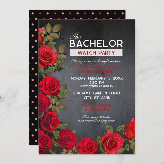 Convite para Festa de Visualização de Bachelor, 5" (Frente/Verso)