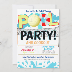 Convite para Festa de Vôlei de Piscina de Verão