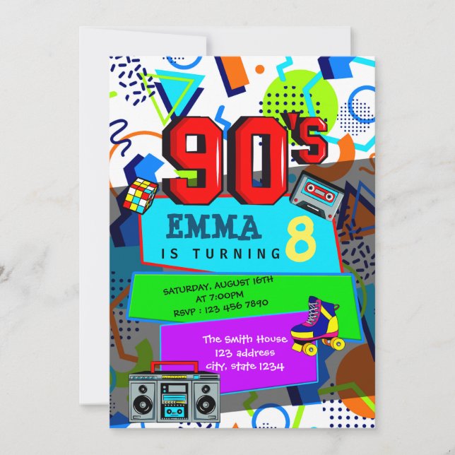 Convite para festa de volta aos anos 90 (Frente)