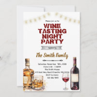 convite para festa de Whiskey e Vinho 