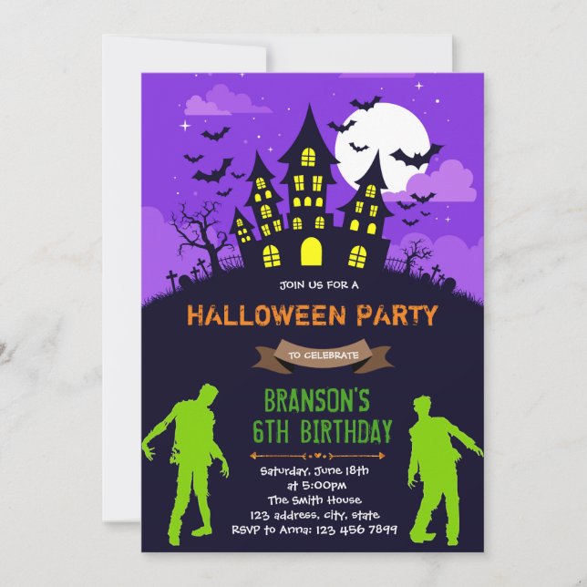 convite para festa de zumbi do Halloween (Frente)