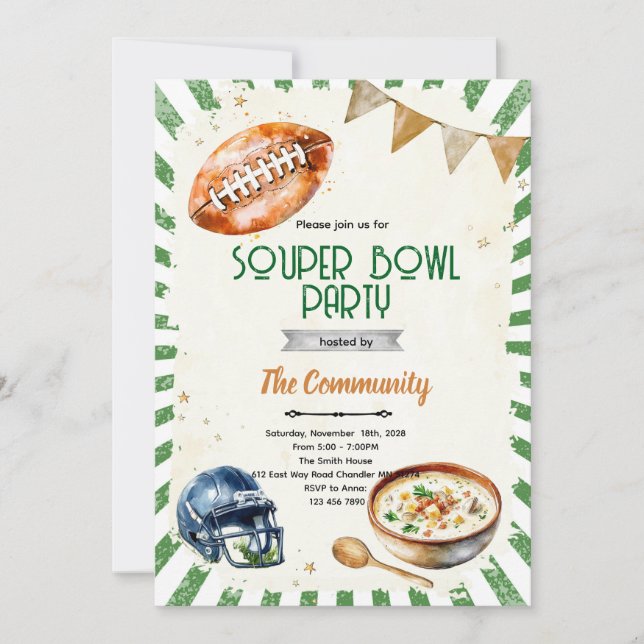 Convite para Festa do Bowl de SOPA (Frente)