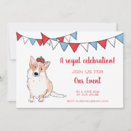 Convite para festa do corgi real